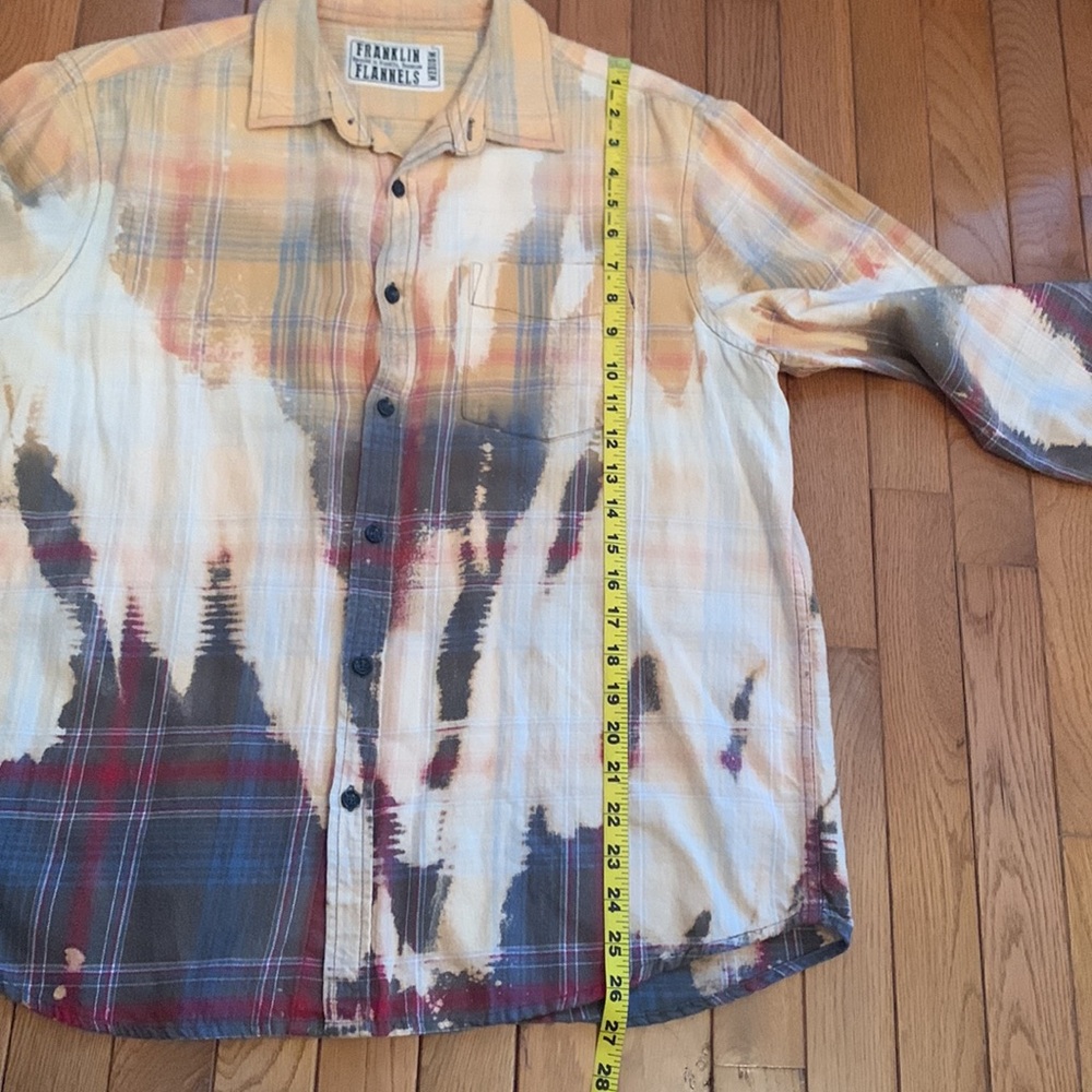 Franklin Flannels Vintage Bleach Splattered Button Down (Blue,Yellow,Red &Green) - Picture 10 of 10